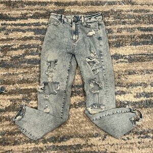 Light blue denim skinny jeans from American Eagle (ripped).